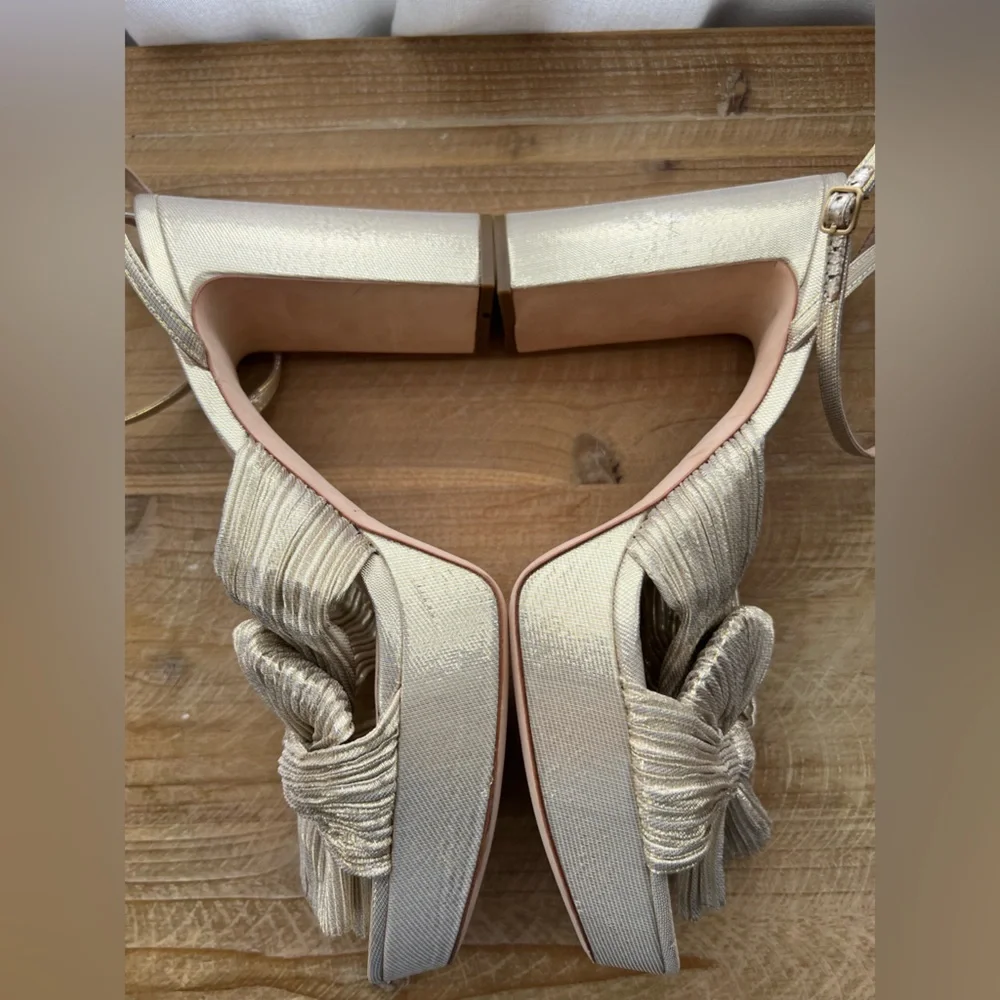 Loeffler Randall Natalia Platinum Platform Bow Heel Women’s Size 12 in Platinum